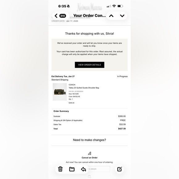 Coach Tabby 20 Quilted Suede Shoulder Bag with Gold Chain. - Picture 14 of 14